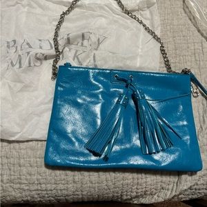 Badgley mischka oversized turquoise clutch